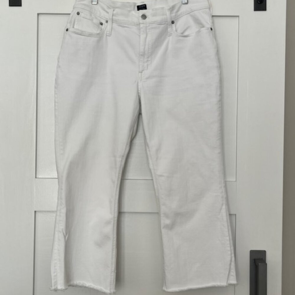 JCREW White Mid-Rise Flare Crop Jean